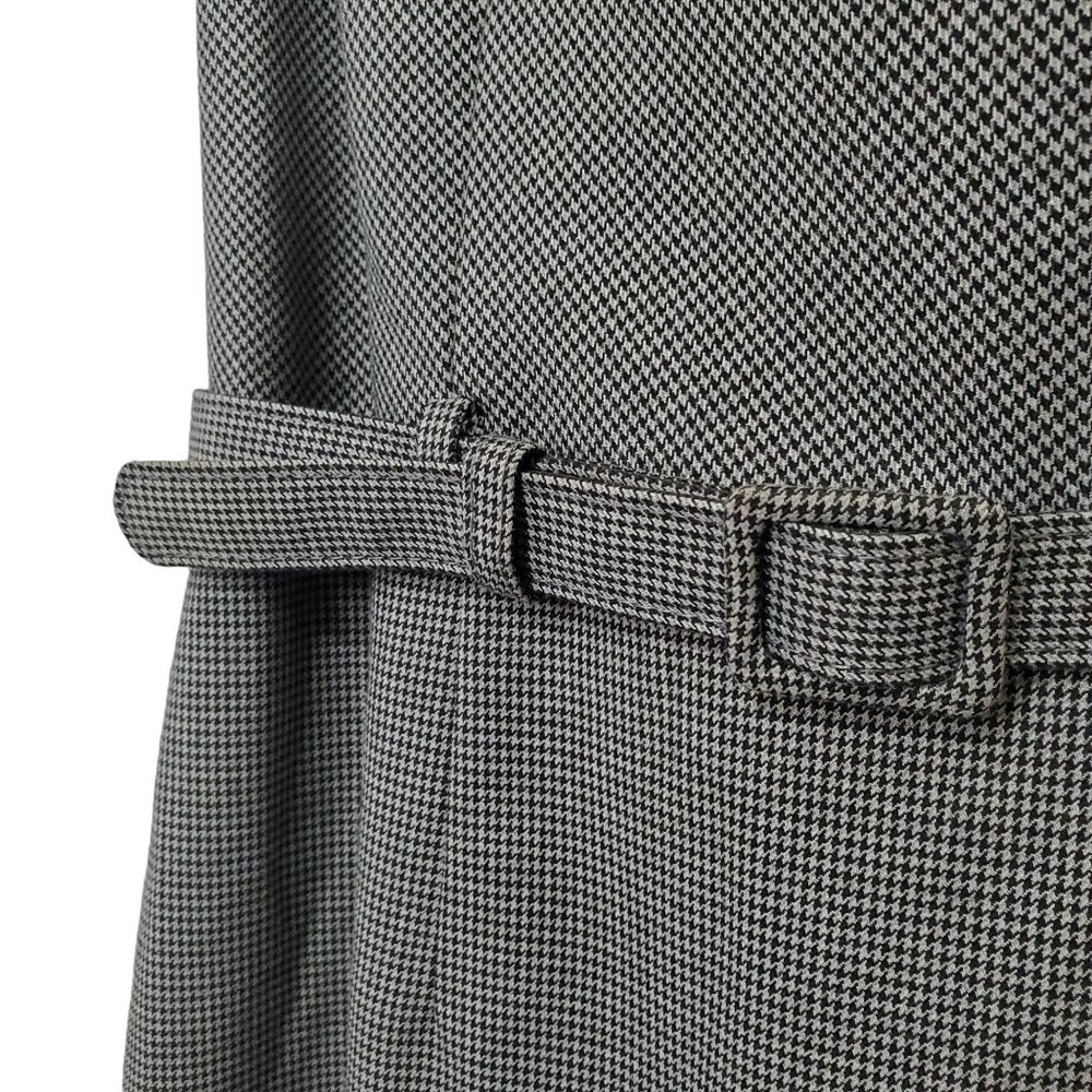 Banana Republic Sz 12 Dress Micro Houndstooth Cap Sleeve Belt Draped Black Gray - Picture 12 of 13